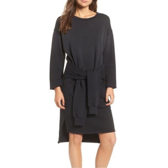 Current Elliott The Double Sweatshirt Dress in Black - Picture 1 of 16